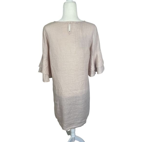 Francesca Bettini 100% Italian Linen Double Layer Bell sleeve Dress Medium NWT - Picture 4 of 12